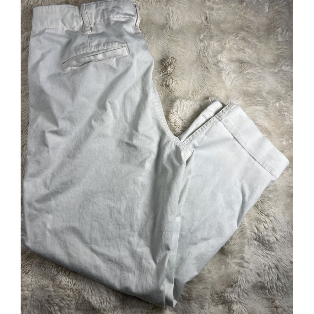 GAP Khakis Straight Pants Womens Size 12 White Chino Flat Front Casual Stretch